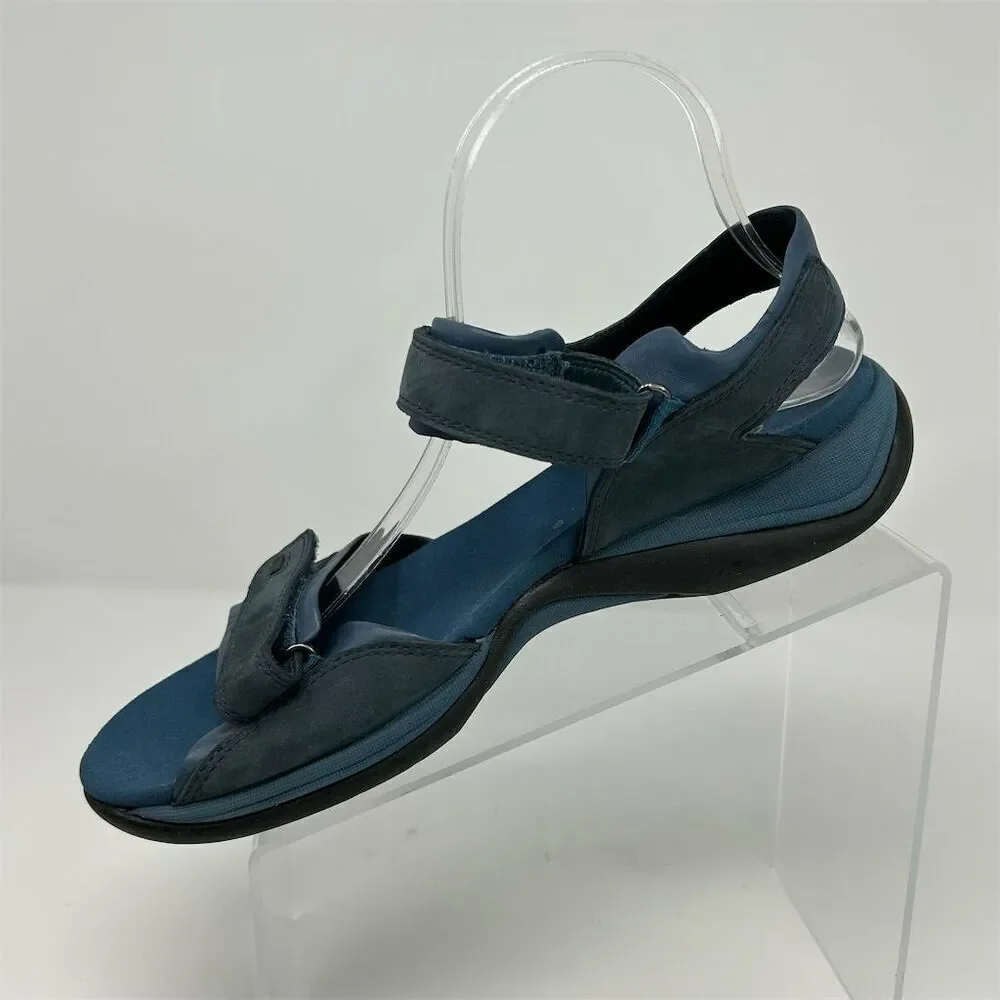 Clarks Women's Sporty Blue Leather Slingback Sandals Size 10 Casual Summer